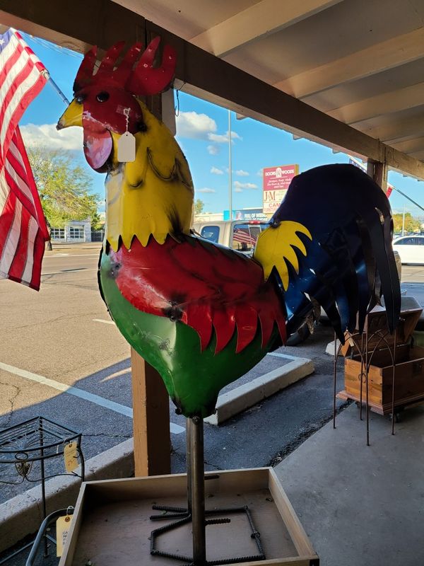 Yard Art Metal Rooster 4 ft Another Time Around Furniture 2811 E. Bell ...