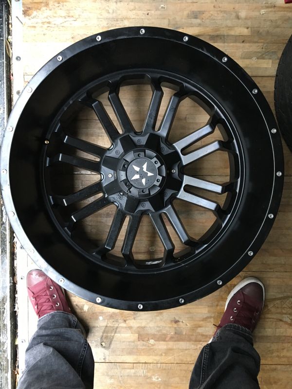 Like New 22x12 Black Off road Rims and MT Tires 8 Lug Wheels 22” 22s 22
