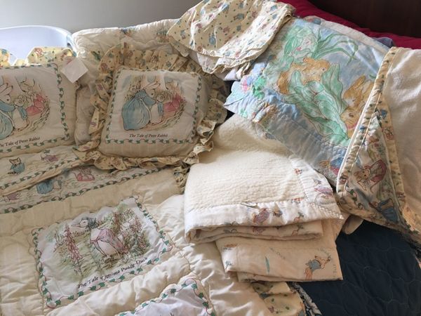 Vintage Beatrix Potter Original By Quiltex Peter Rabbit Crib Set