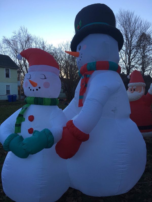 9ft tall huge snowman couple Christmas Airblown inflatable blow up for ...