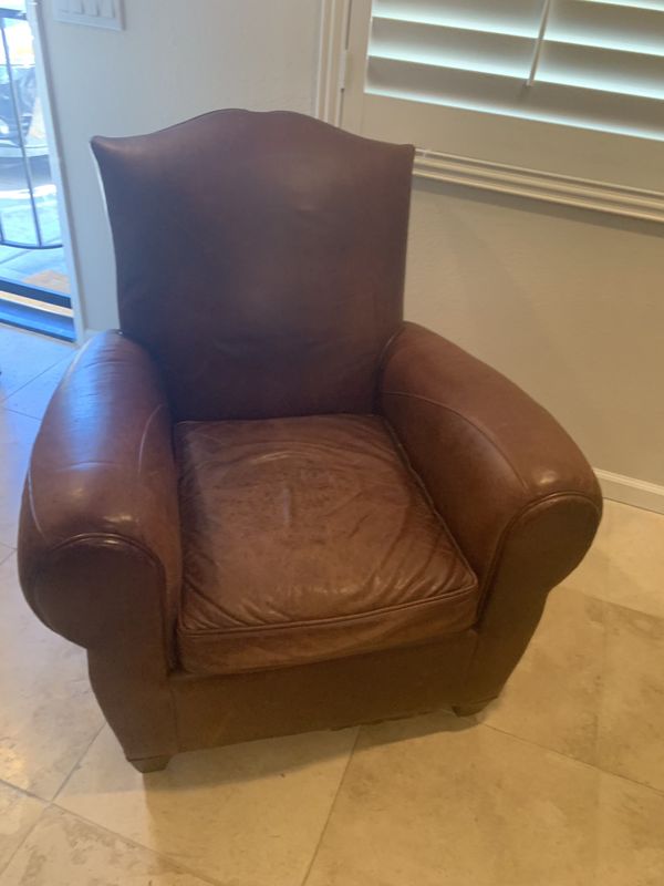Restoration hardware Mitchell gold distressed leather chairs for Sale