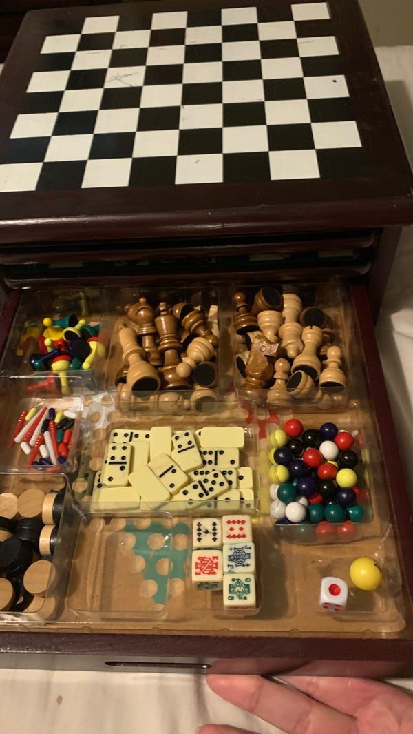 Antique wooden game set with 15 built in board games for Sale in Miami