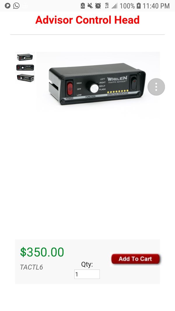 Whelen TACTL6 traffic advisor control head for Sale in San Diego, CA
