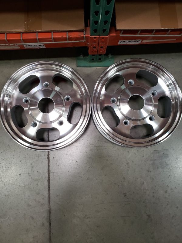 15" Chrome Volkswagen Spoke Wheels, Pair, VW Bolt Pattern 5/205, Dent