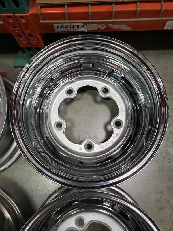 15" Volkswagen Chrome 5 Lug Staggered Wheels, VW Bolt Pattern 5x205