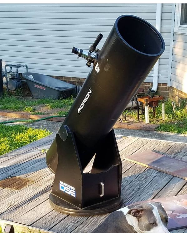 Vintage Orion 10" DSE Dobsonian telescope w/swivel base, eyepeices for