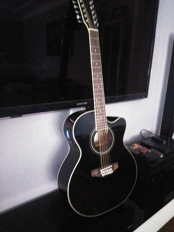 New 12 String Acoustic Electric Requinto Guitar Black Combo with Gig