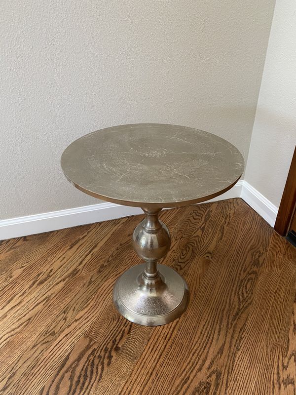 Silver Metal Round Pedestal Side Table for Sale in Kirkland, WA OfferUp