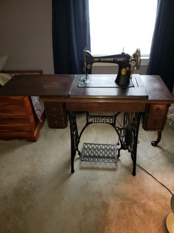 1926 Antique Singer Treadle Sewing Machine and Model 666 for