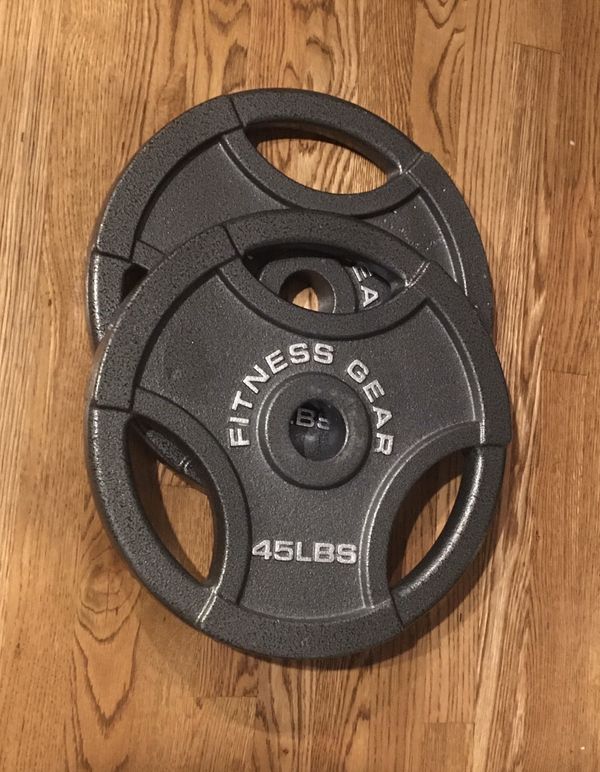 2x45 lbs Olympic style weight plates —> set of 45 lbs —> 90 lbs total ...