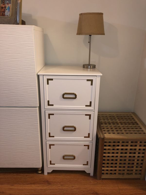 Campaign style 3 drawer file White & gold for Sale in Marina del Rey, CA OfferUp
