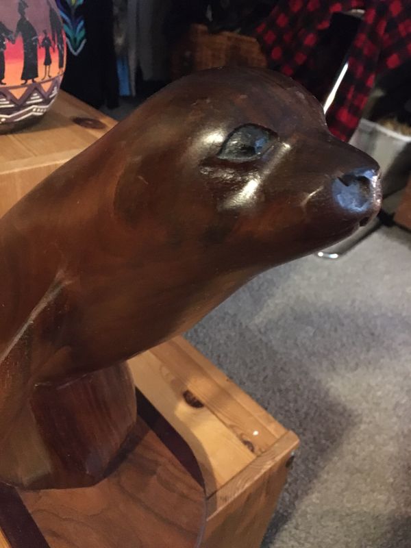 Museum Quality wood carving seal statue from Seal Rock wood works for