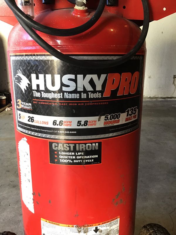 Air Compressor Husky Pro 5 Hp 26 Gallons 135 Max Psi Ready For You Work