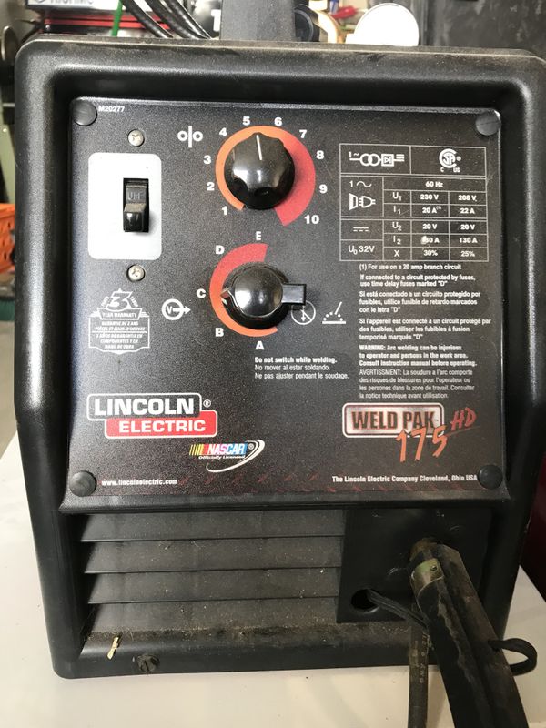 Lincoln electric weld pak 175 hd 220v mig welder with regular for Sale