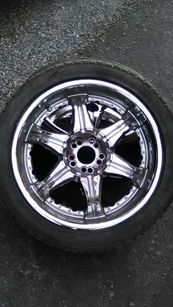 20 INCH All CHROME 5 LUG RIMS AND TIRES UNIVERSAL for Sale in SeaTac