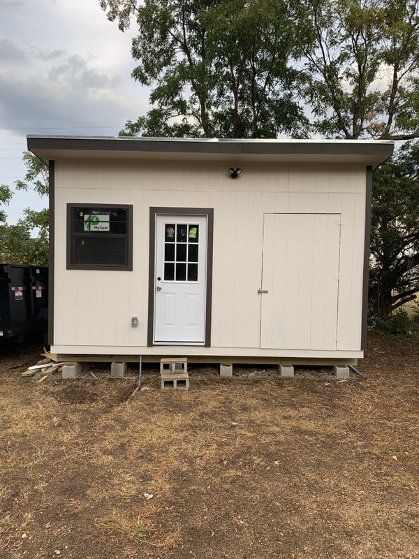 to waterproof his shed, sandy installed a vapor barrier of