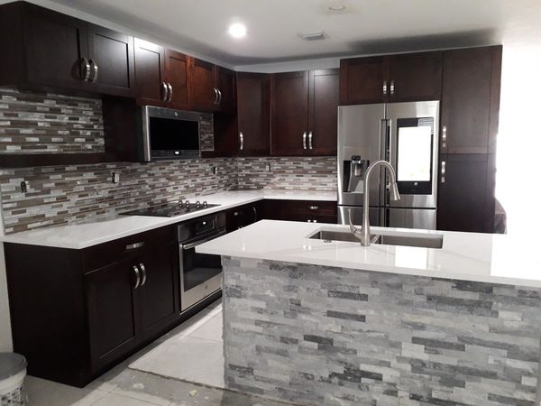 New Kitchen Cabinets Recafing Old Cabinets Counter Top Quartz