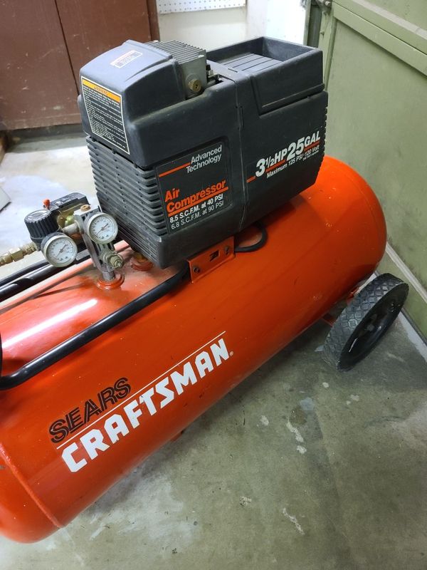 Craftsman 3 1/2 HP 25 Gallon 125psi Air Compressor for Sale in Black ...