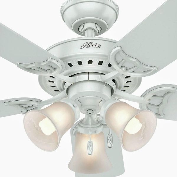 Hunter Stonington 46 In Indoor White Ceiling Fan With Light Kit