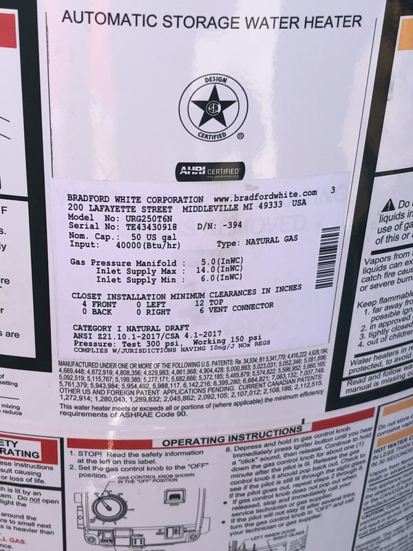 Bradford white water heater Eco Defender for Sale in San Diego, CA OfferUp