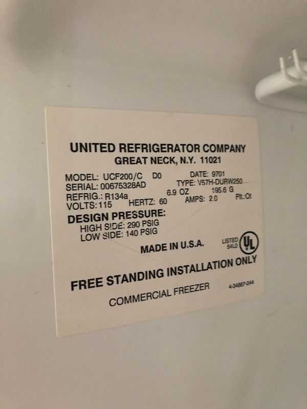 United Commercial Heavy Duty Freezer with manual defrost for Sale in ...