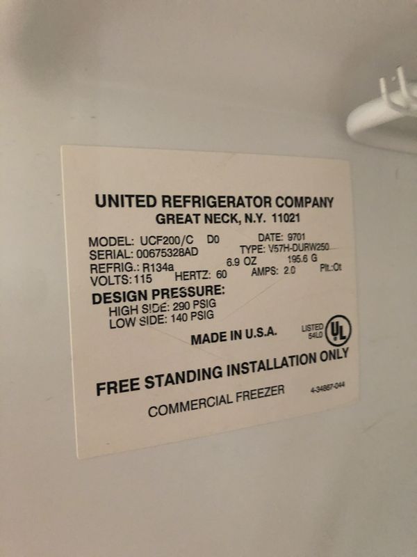 United Commercial Heavy Duty Freezer with manual defrost for Sale in