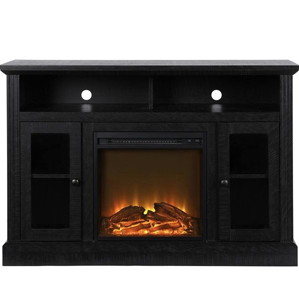 Ameriwood Home Chicago Fireplace TV Stand for TVs up to 50", Black for