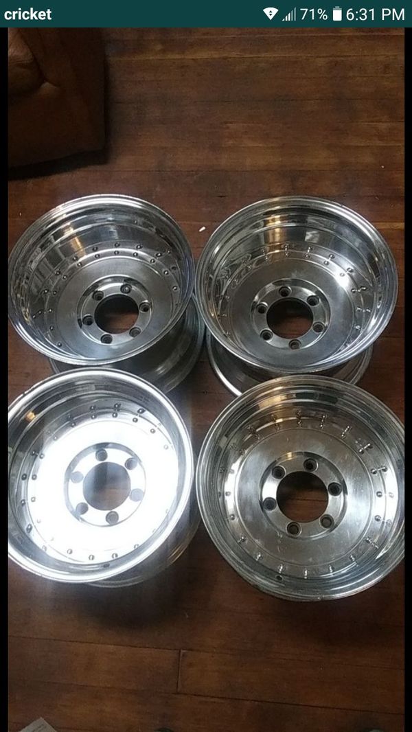 Rare vintage ENKEI 15x10 deep dish aluminum rims 6 LUG wheels POLISHED