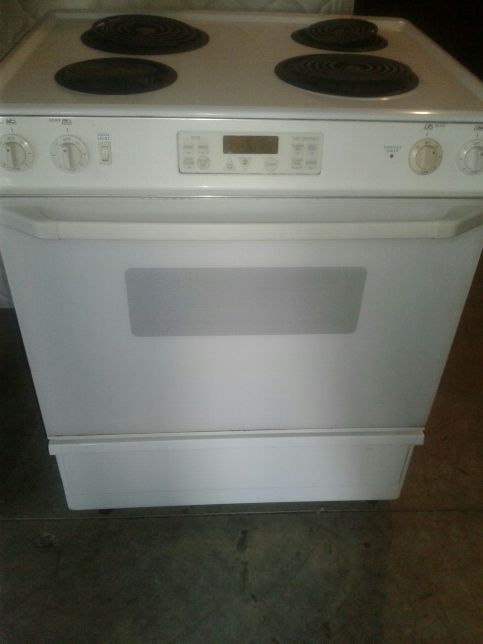 white flat top stove