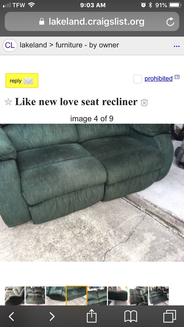Like New Love Seat Recliner Very Good Shape None Smoking For