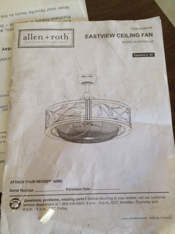 Allen Roth Eastview Ceiling Fan Model Lp8074dlaz For Sale In