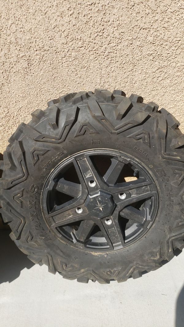 Polaris Rzr rims and Tires 14 inch Maxxis Big horn fronts 29 x 9 Rear