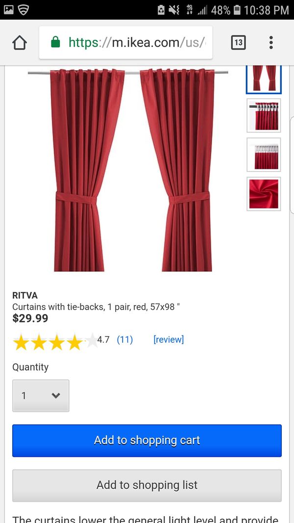 Ikea Ritva Curtains 1 Pair For Sale In Everett Wa Offerup