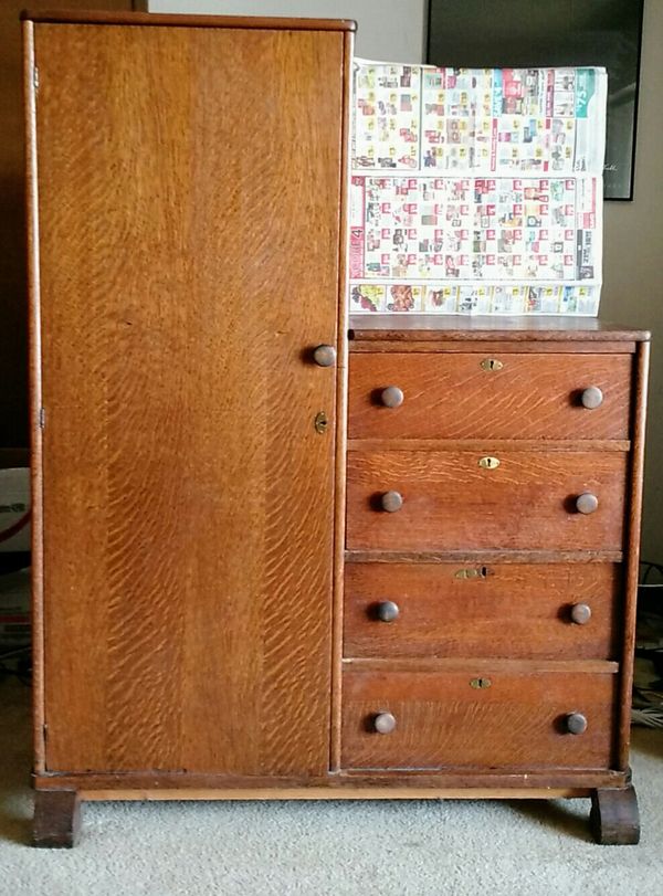 Antique Oak Chifferobe Dresser Armoire Combo with Mirror for Sale in Beaverton, OR OfferUp