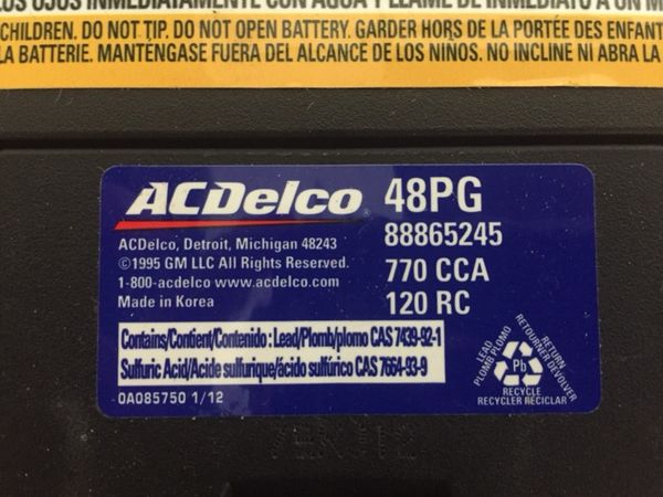 Battery-Gold AC DELCO PRO 48PG New 42 Month Warranty No Core For Sale ...