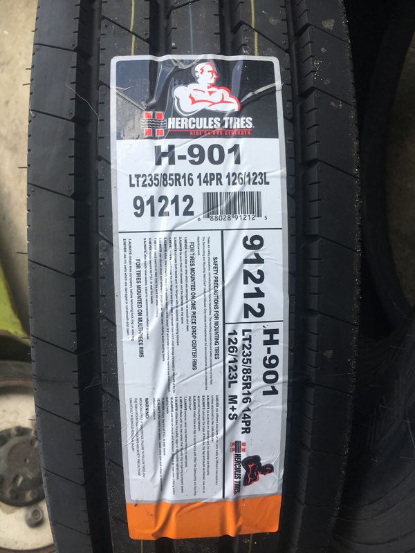 Trailer tires. 14 ply. 235/85/16. Hercules. 16” 8 lug trailer tires for
