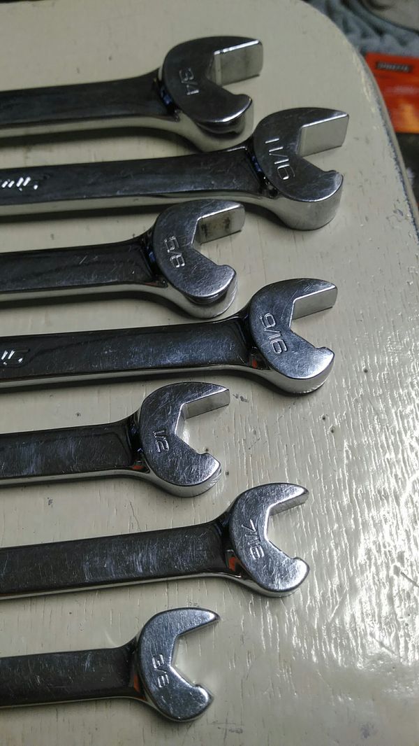 Snapon 7 Piece SAE Speed / Flare Nut Line Combo Wrench Set (3/8" 3/4
