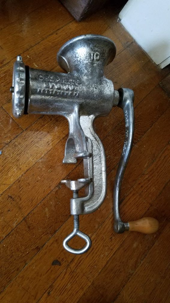 Vintage ChopRite 10 Tinned Cast Iron Meat Grinder for Sale in