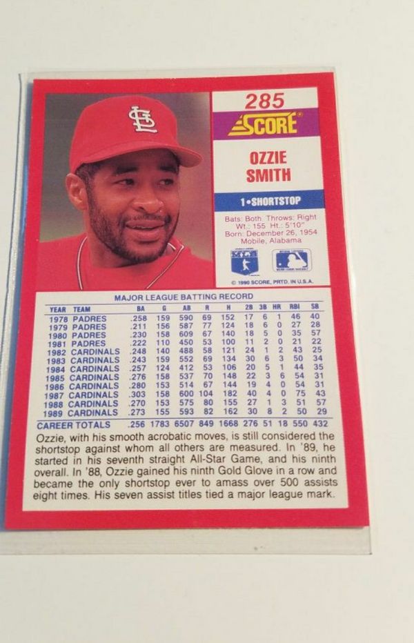 Ozzie Smith Rookie Card 116 With 1990 Score 285 For Sale In Delray 