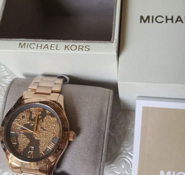 michael kors world map watch rose gold