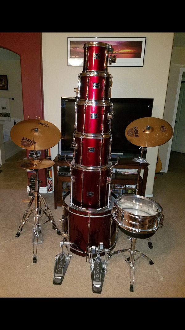 Pearl Drum Set Export Series Red Wine for Sale in Sun City, AZ OfferUp