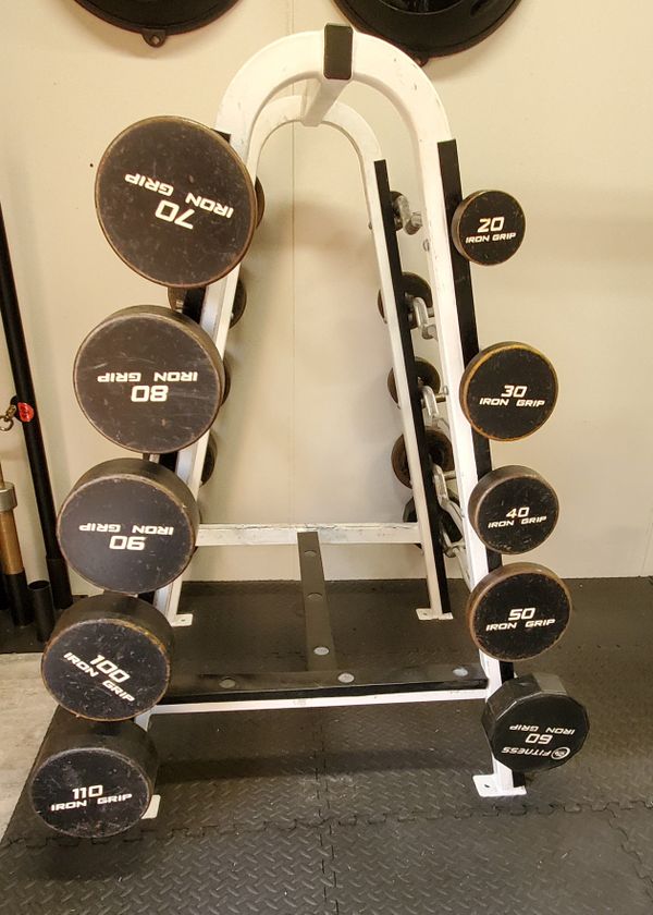 Iron Grip EZ Curl fixed barbell set 20110lbs includes Rack for Sale in