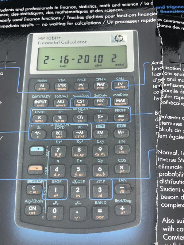 hp 10bii financial calculator pmt