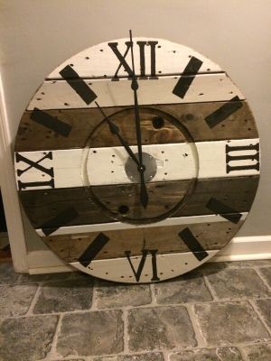 upcycled wire spool clocks