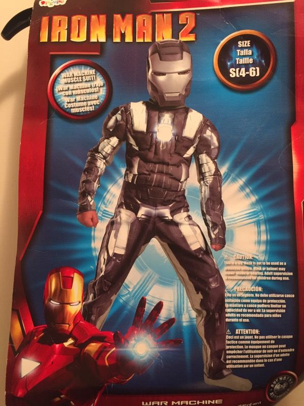 Iron Man 2 War Machine Muscle Kids Suit Size 4 6 No Mask
