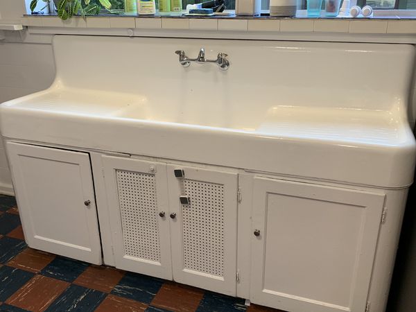 cast iron kitchen sink with drainboards
