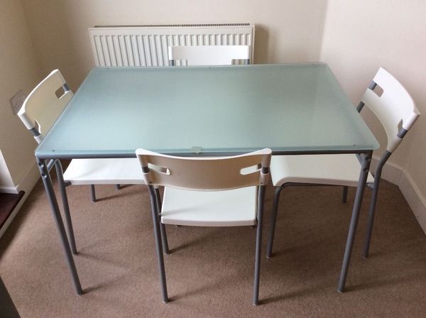 Ikea Lyrestad Table Frosted Glass With 4 Chairs For Sale In Reseda