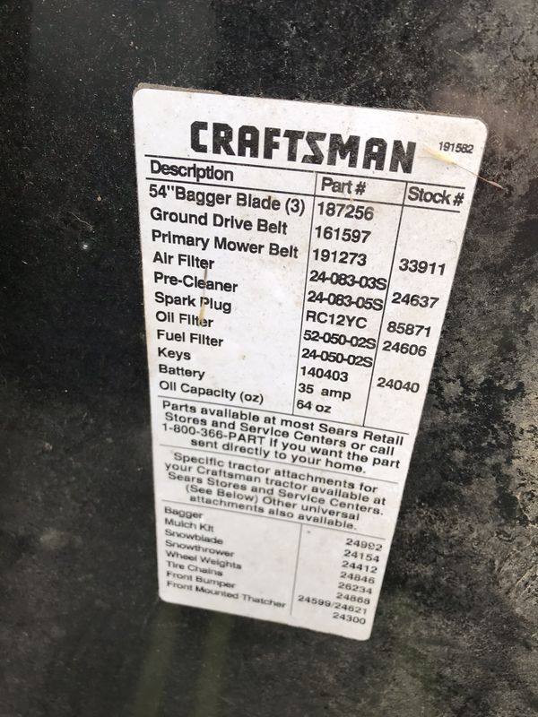 Craftsman 54” DGT 6000 riding mower rider lawn tractor lawn mowers for