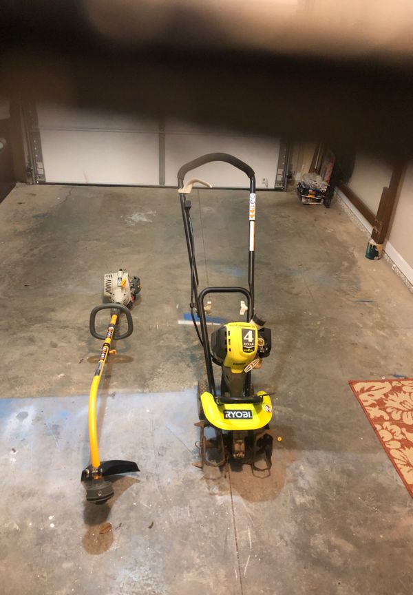 Ryobi 4 cycle rotary tiller and Ryobi trimmer for Sale in Greenville
