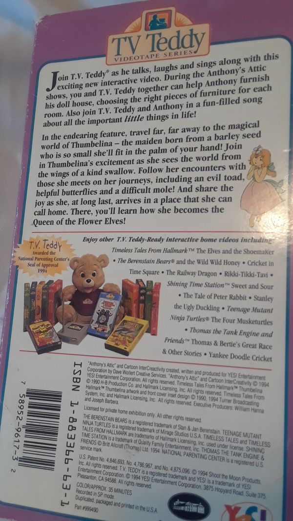 TV Teddy Thumbelina Timeless Tales from Hallmark VHS tape for Sale in ...